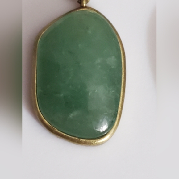 Jade hoop earrings natural stone gold bronze banana Republic? Vtg ? Exc conditio - Picture 8 of 16